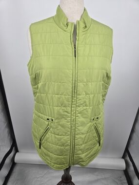 Coldwater Creek Light Green Quilted Vest XL (16) 6650